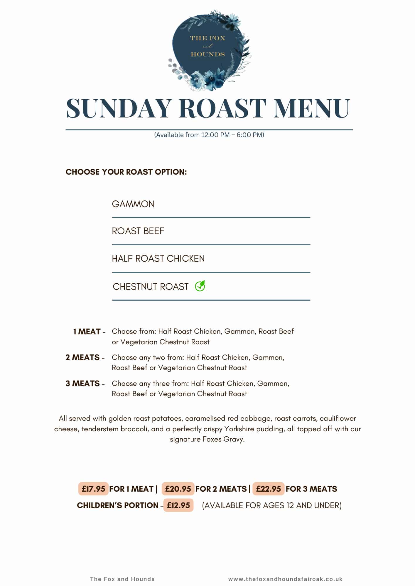 Roast Menu